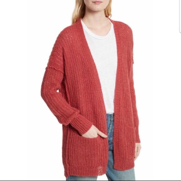 Free People Weekend Getaway Cardi Cardigan Size Large Rusty Red - Picture 1 of 8